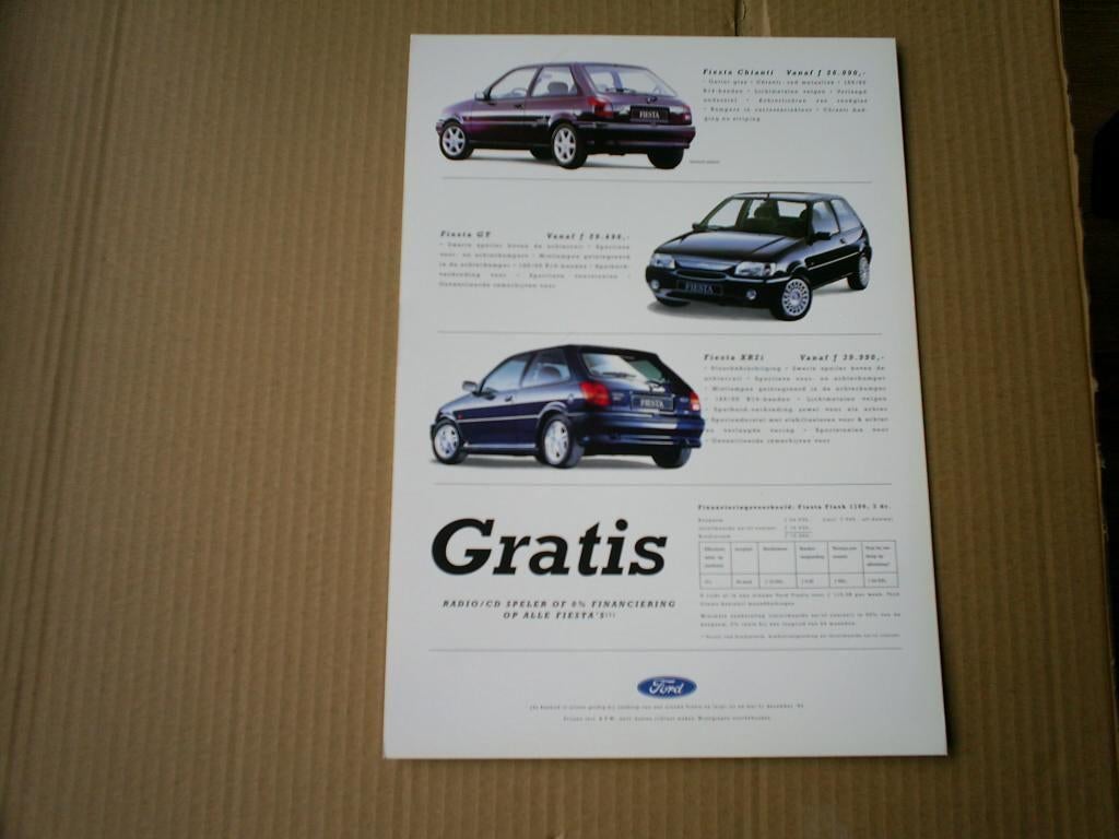 Ford Fiesta o.a. GT / XR 2i + Prijzen 12 / 1994 2 pag., Verzenden, Zo goed als nieuw, Ford