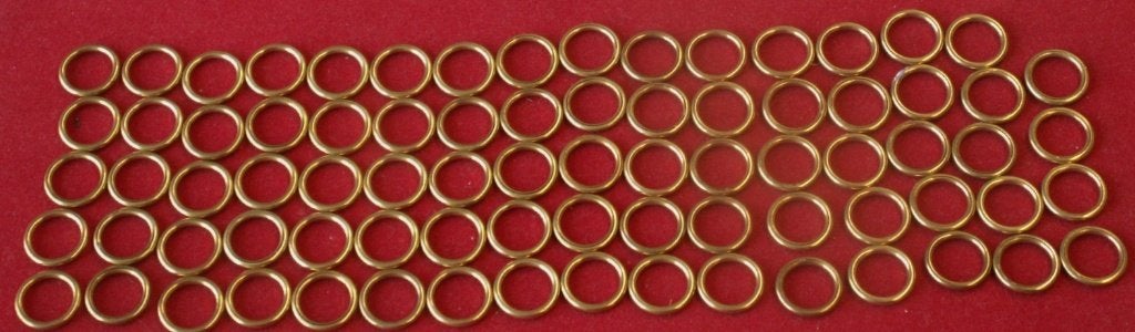 78 goudkleurige messing  ringetjes hoogglans buitenmaat 2 cm, Ophalen of Verzenden, Nieuw, Minder dan 50 mm