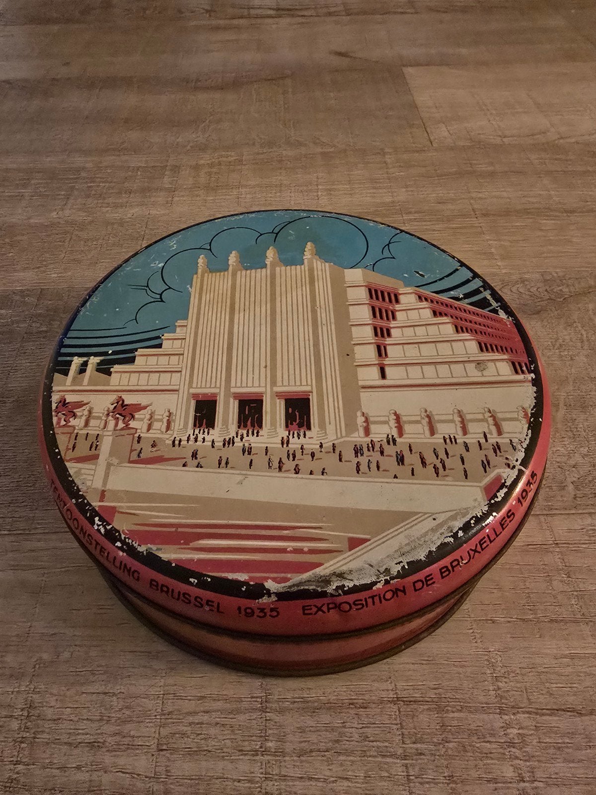Antiek Art Deco Tentoonstelling Brussel 1935 blik €20, Verzamelen, Blikken, Ophalen of Verzenden, Zo goed als nieuw, Overige, Overige merken