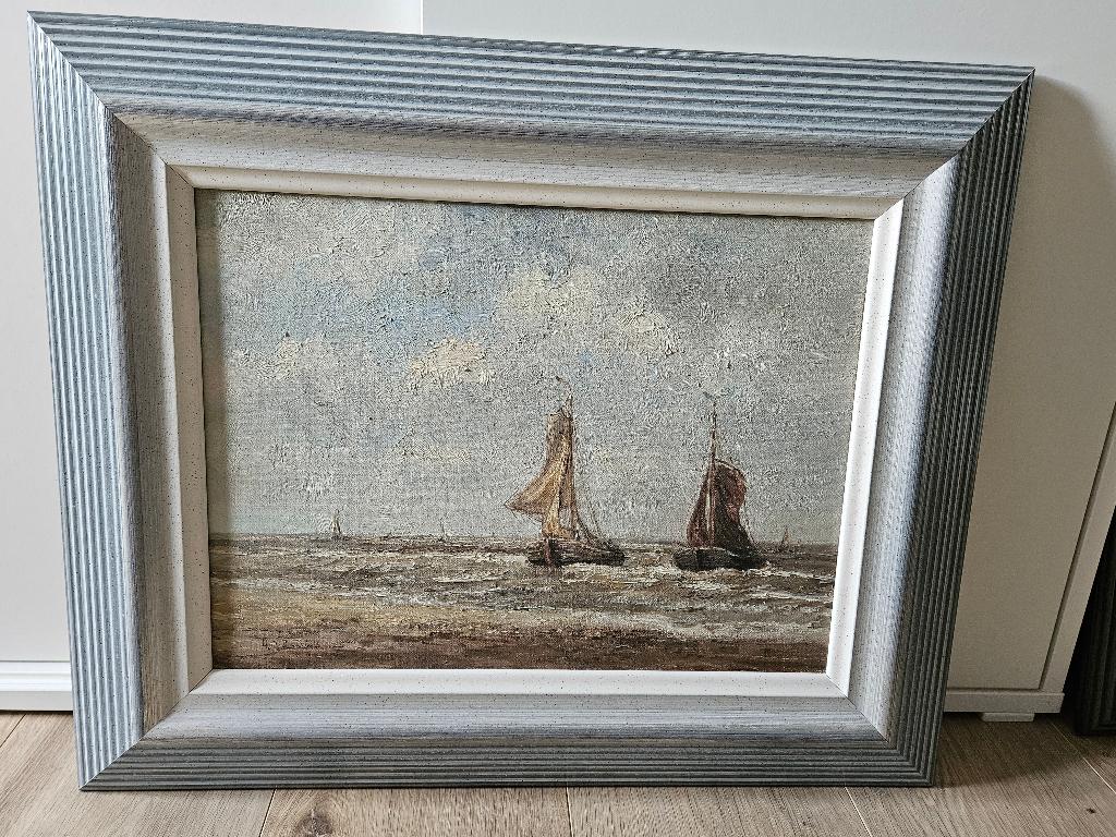 Schilderij 'Scheepje op het strand', Antiek en Kunst, Ophalen