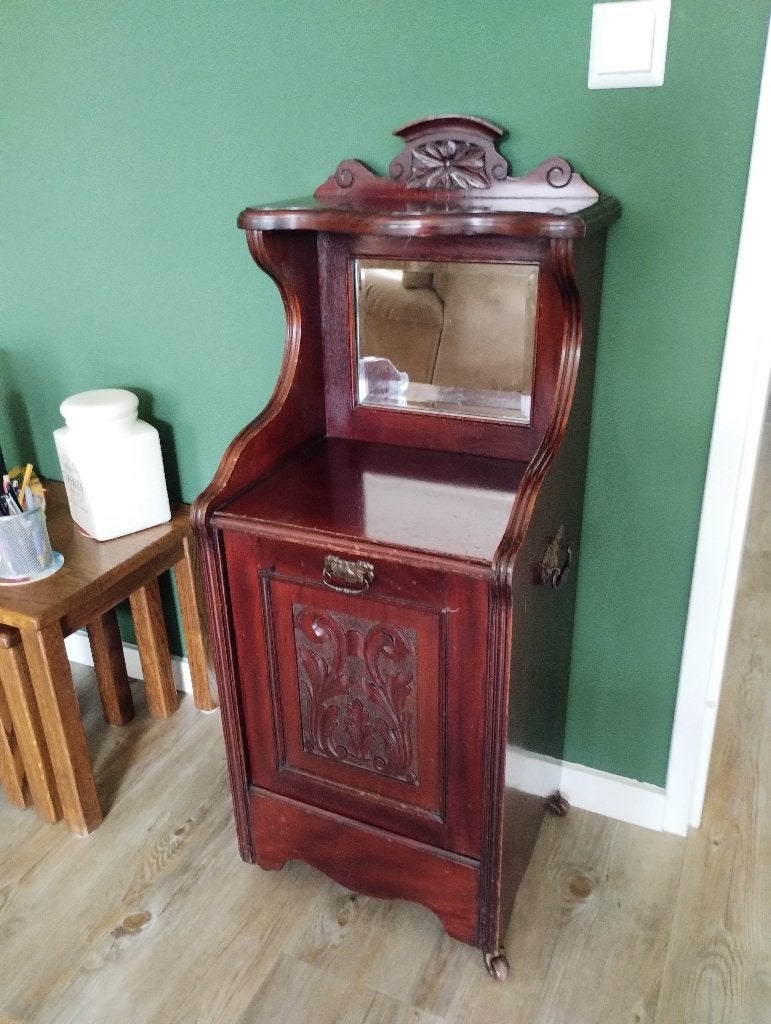 Antiek Engels kolenkastje met originele zinken binnenbak, Antiek en Kunst, Ophalen