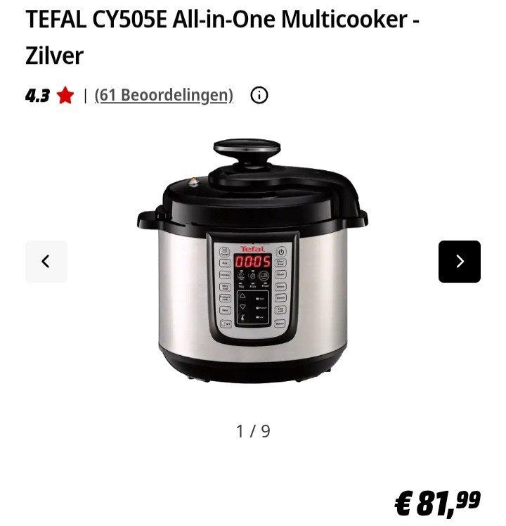 Tefal Multicooker Slowcooker Pressurecooker, Ophalen, Zo goed als nieuw