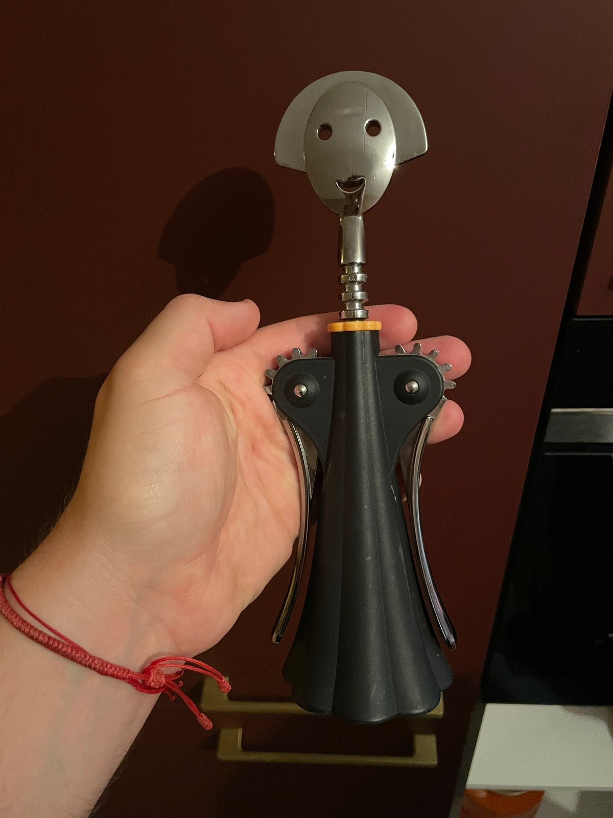 Alessi kurkentrekker - Design wijnopener, Ophalen of Verzenden, Zo goed als nieuw, Zwart, Metaal