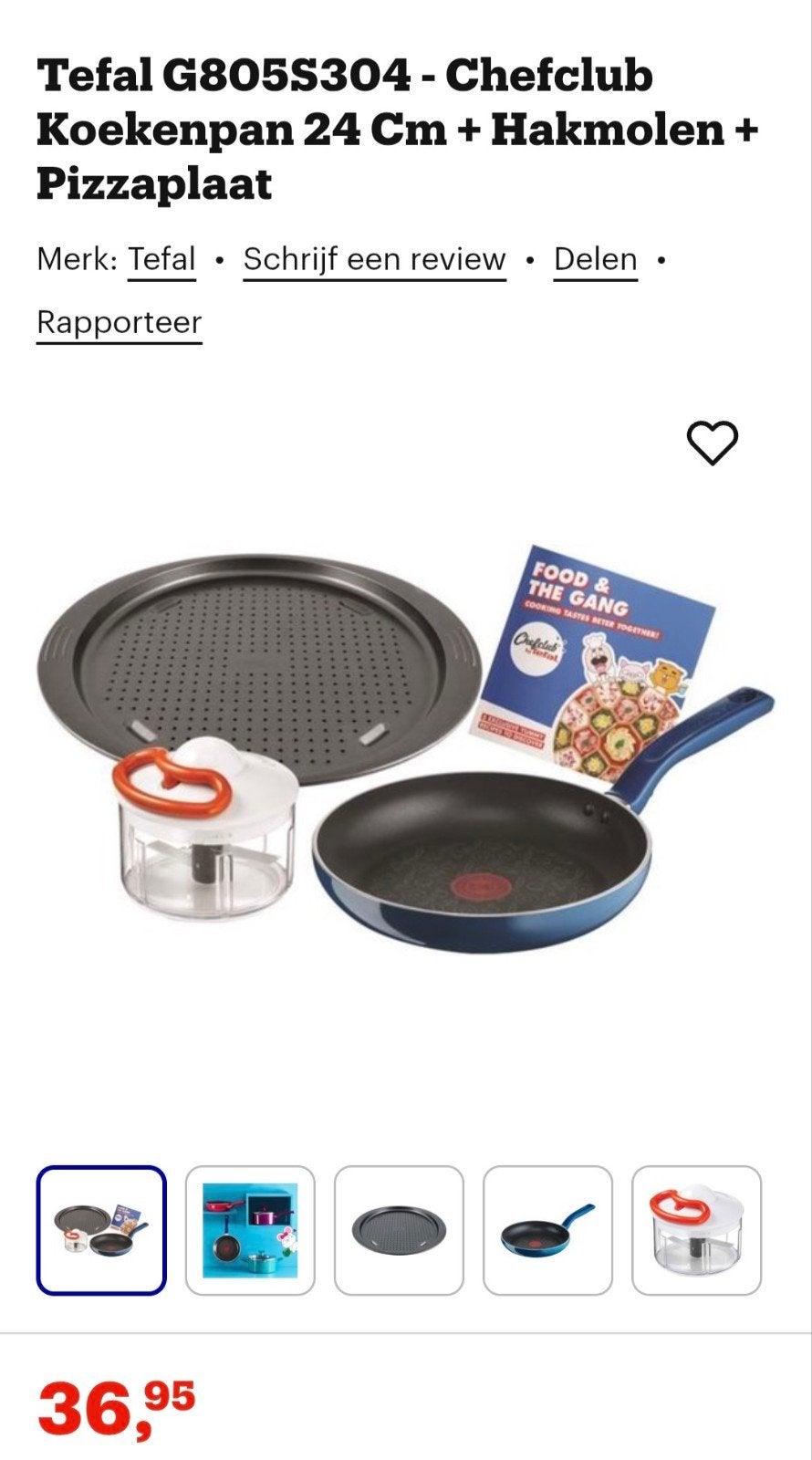 nieuw in doos Tefal Chefclub Koekenpan 24cm + Hakmolen + Piz, Tefal, BP 322, 69134 Ecully Cedex, France, Contact-nl@tefal.com