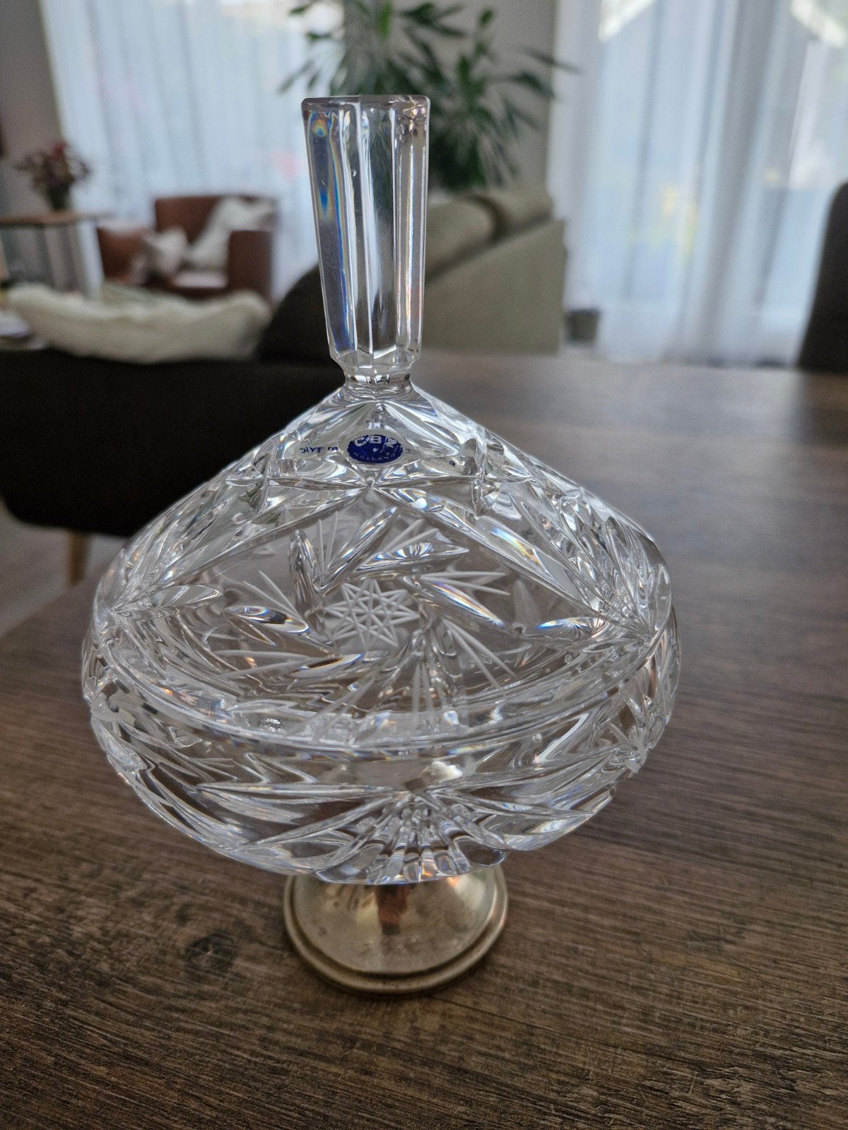 Oude Kristallen CBZ Bonbon schaal. Met zilveren voet., Antiek en Kunst, Ophalen of Verzenden