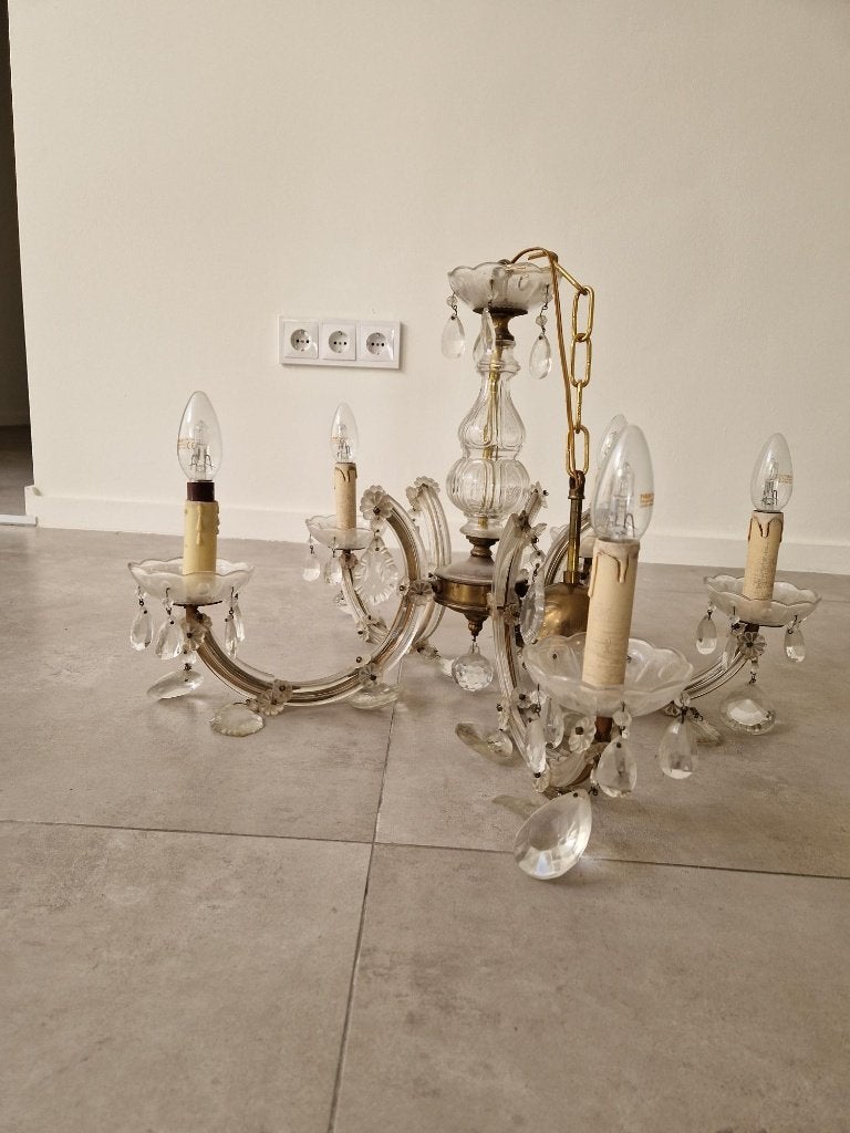 Kroonluchter antiek, Ophalen, Gebruikt, Glas, Antiek