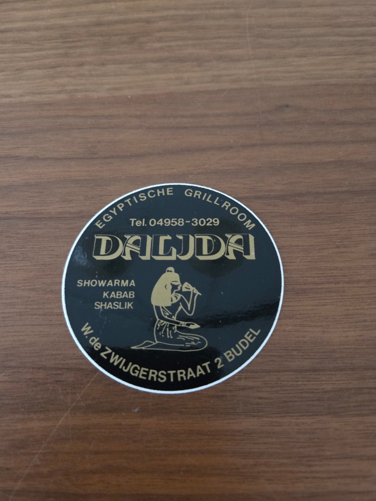 1277 Sticker Egyptische Grillroom Dalijda - 8 cm doorsnede, Ophalen of Verzenden, Nieuw, Overige typen