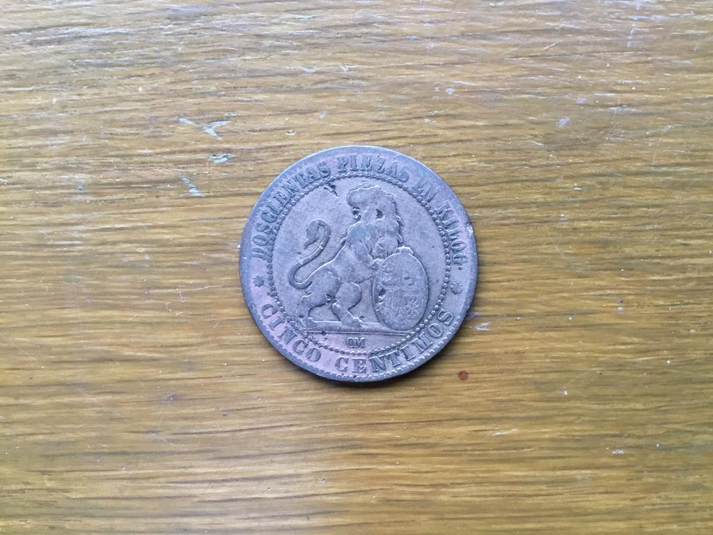 Munt Spanje 5 pesetas 1870, Ophalen of Verzenden, Overige landen, Losse munt