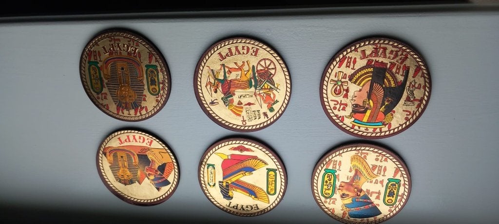 onderzetters uit Egypte-set van 6, Goud, Glasonderzetter, Nieuw, Ophalen of Verzenden
