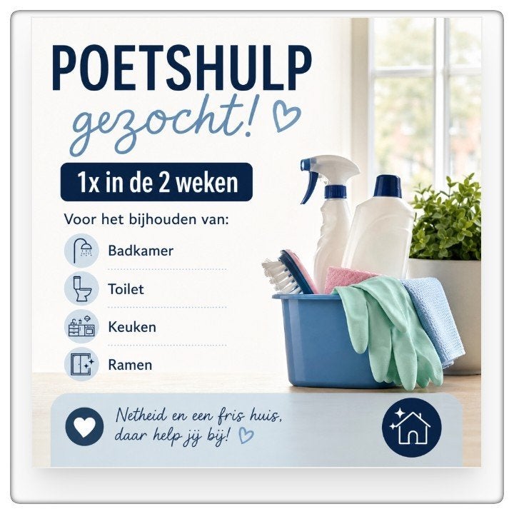 Poetshulp gezocht