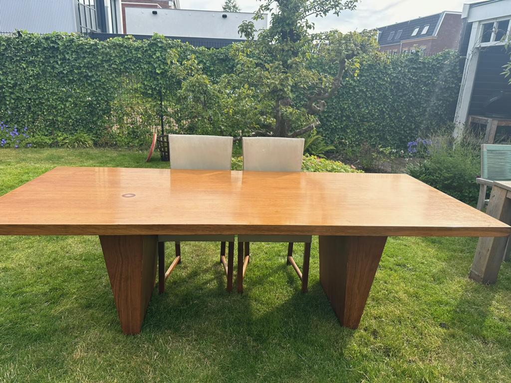 Vintage design eettafel — massief hardhout, 240 cm, Antiek en Kunst, Ophalen of Verzenden