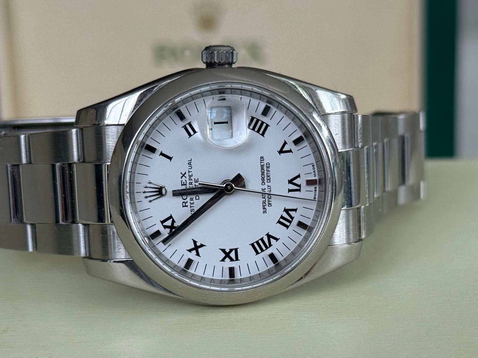 Rolex Oyster Perpetual Date 115200 34mm- Zo goed als nieuw, Ophalen, Staal, Polshorloge, Zo goed als nieuw