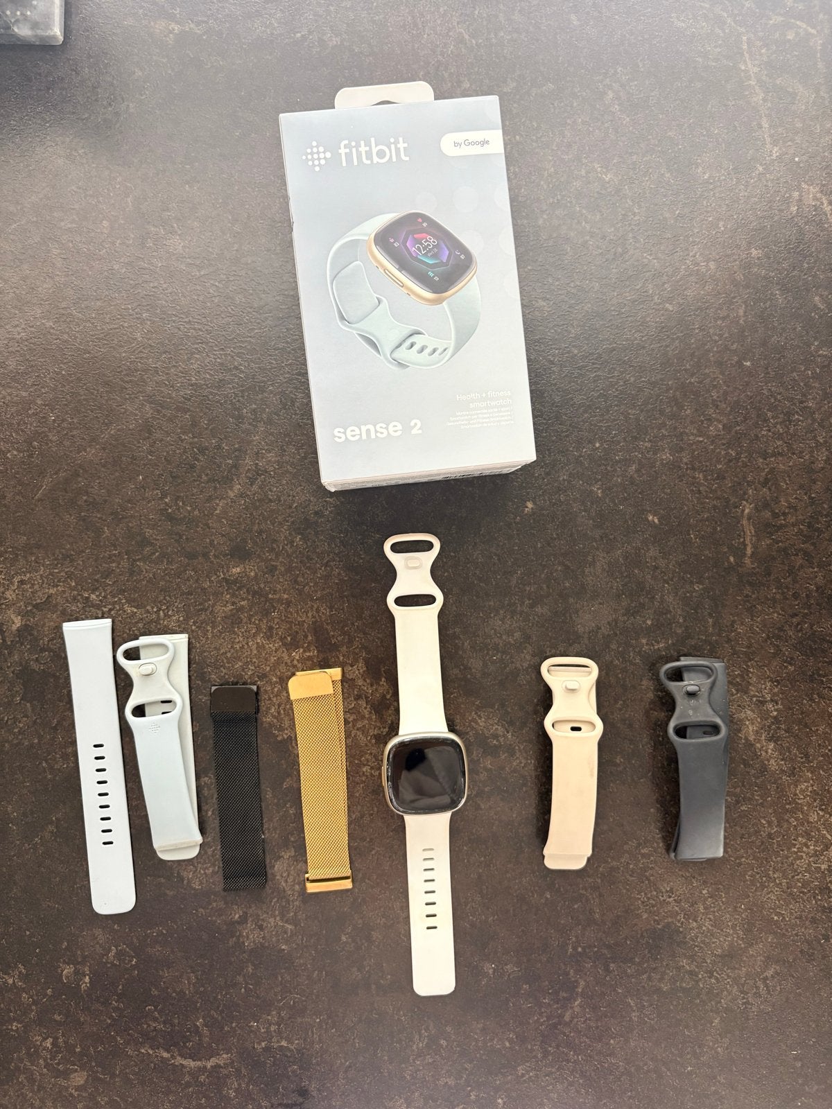Fitbit Sense 2 Smartwatch met extra bandjes en oplader, Gebruikt, Hartslag, Wit, Ophalen of Verzenden