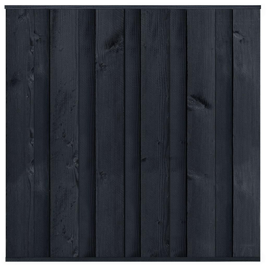 Tuinscherm zwart gespoten grenen RVS-geschroefd 180 x 180 cm, 150 tot 200 cm, Nieuw, Ophalen of Verzenden, 150 tot 200 cm