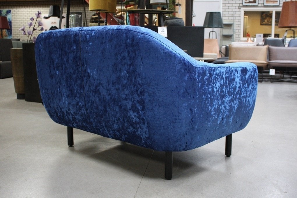 Chique tweepersoons bank velvet velours koningsblauw, Ophalen, Zo goed als nieuw, Stof, 75 tot 100 cm