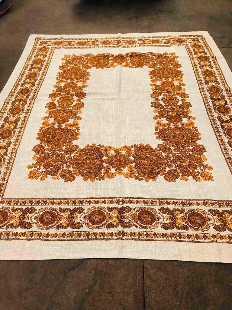 Retro tafelkleed 100% linnen 165/132 cm, Gebruikt, Oranje, Djt@dejuistetoon.eu, Ophalen of Verzenden