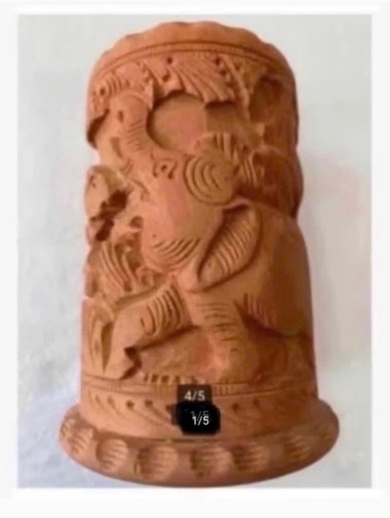 Prachtig uitgesneden houten beker Olifant beeld 10 cm, Antiek en Kunst, Ophalen of Verzenden