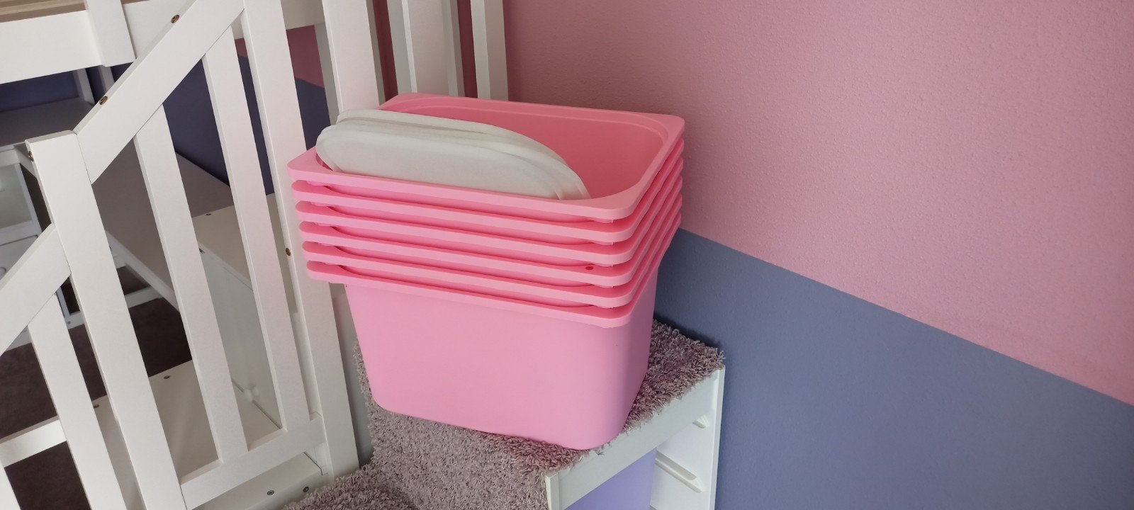 Roze trofast opbergbakken met deksel - Set van 6, Ophalen, Gebruikt, Minder dan 50 cm, Minder dan 50 cm
