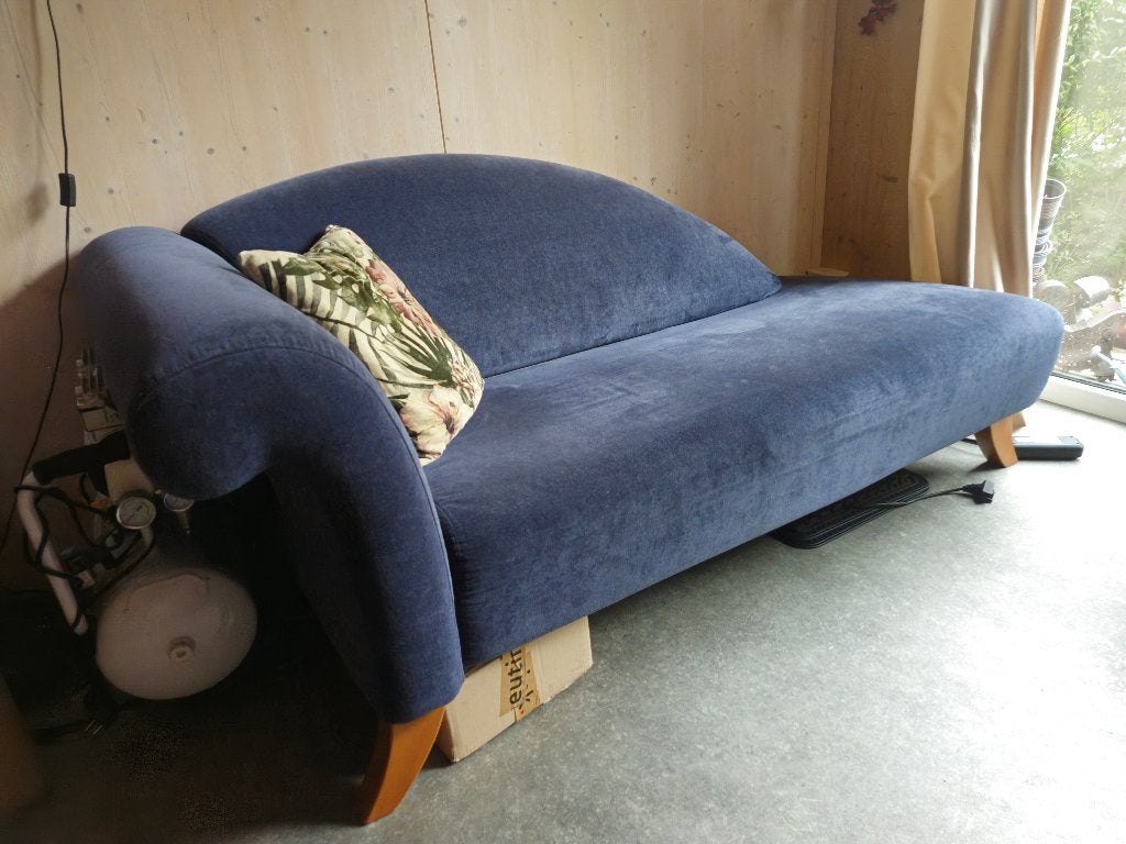 Blauwe design chaise longue / relaxbank – zeer comfortabel, Ophalen, Gebruikt, Eenpersoons, 150 tot 200 cm