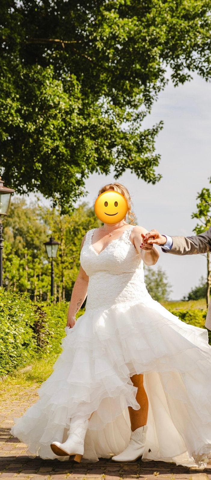 Trouwjurk maat 48, Ophalen, Zo goed als nieuw, Wit, Trouwjurk