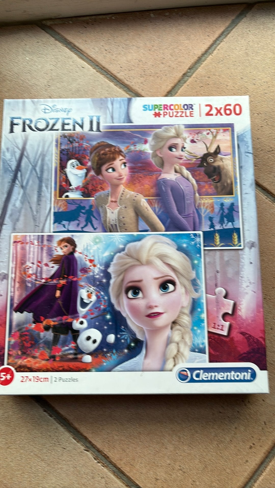 Frozen puzzel 2 x 60 stukjes. Vanaf 5 jaar, Ophalen of Verzenden, Meer dan 50 stukjes, Gebruikt, 4 tot 6 jaar