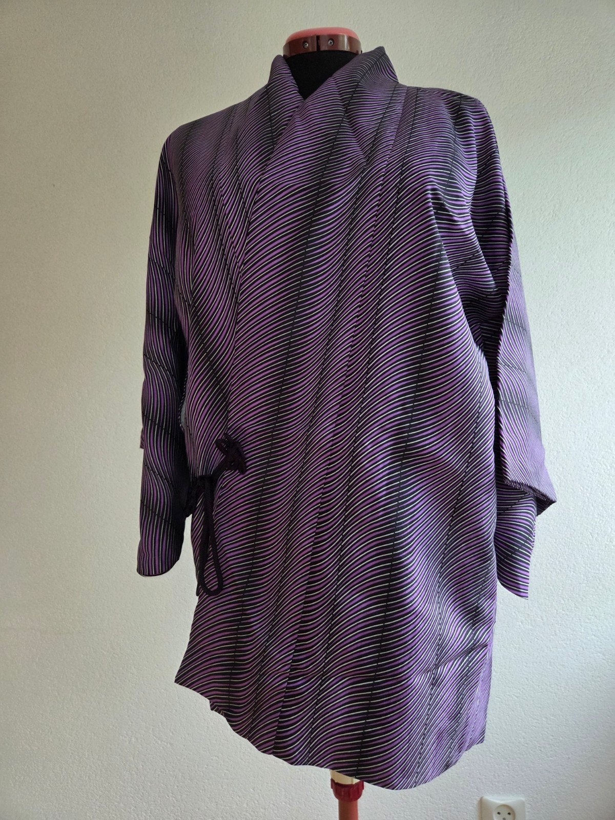 Vintage Japans Kimono Haori Jasje - Paars Gestreept, Onbekend, Ophalen of Verzenden, Zo goed als nieuw