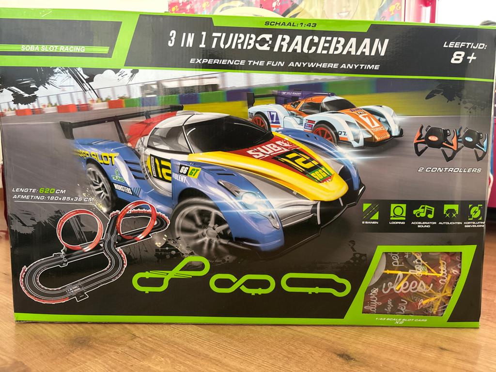 3-in-1 Turbo Racebaan met looping en 2 controllers, Racebaan, Nieuw, Met looping, Elektrisch