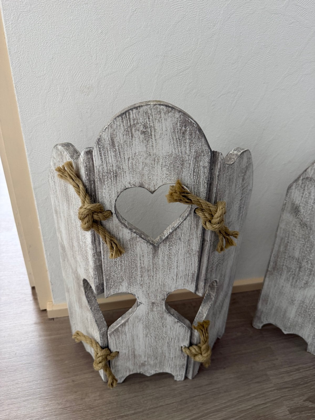 Decoratieve houten hartjes schutters - set van 2, Ophalen, Hout, Wit, Landelijk