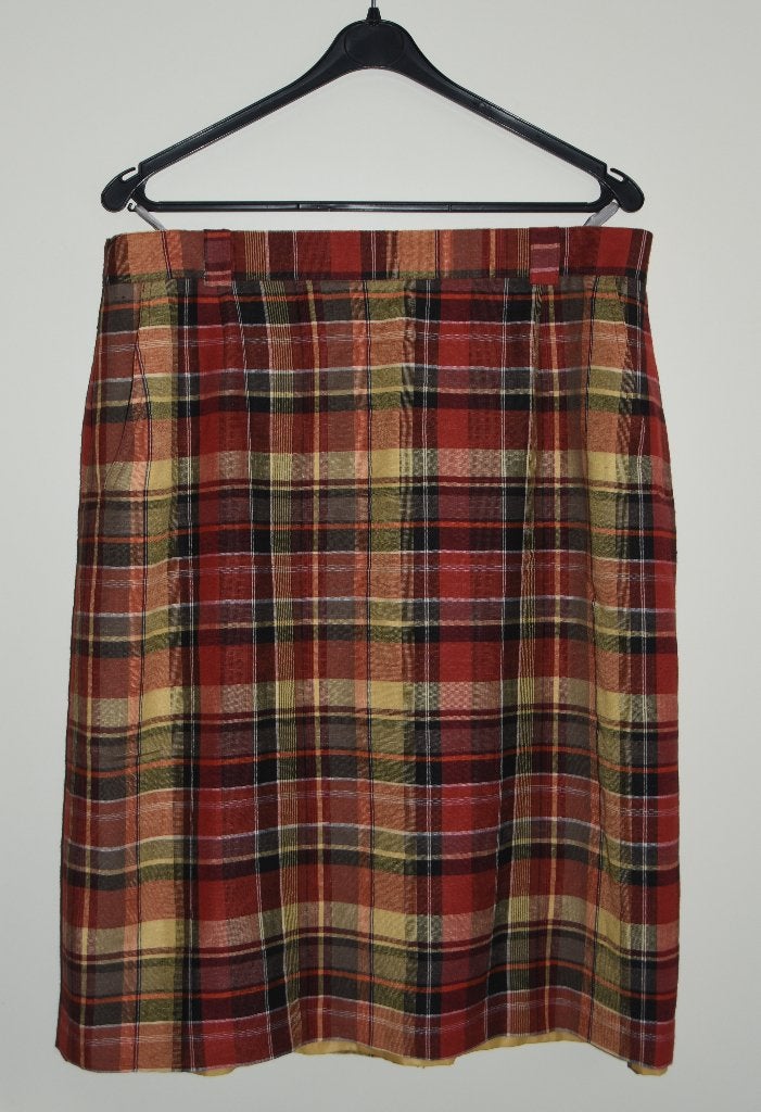 Hucke Mode Collection geruite rok maat 42 / 44 geblokt HMC, Maat 42/44 (L), Gedragen, Onder de knie, Meerkleurig