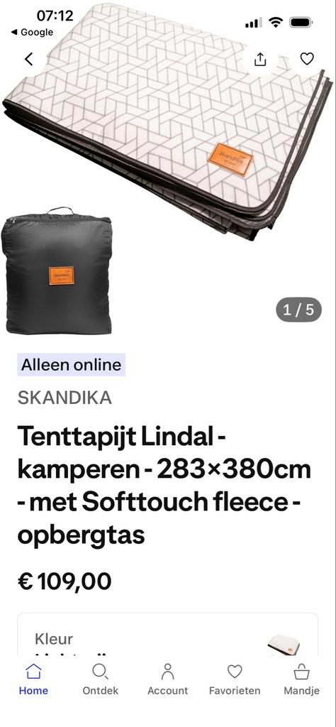 Skandika Tenttapijt Lindal 283x380 NIEUW - Kamperen, Ophalen of Verzenden, Nieuw