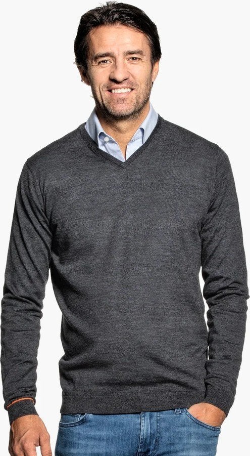 Joe Merino - vhals - M - antraciet - uitstekende staat, Kleding | Heren, Maat 48/50 (M), Joe Merino, Ophalen of Verzenden, Grijs