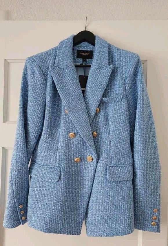 Prachtig blauw colbert 100% polyester - Nieuw met kaartje, Blauw, Maat 42/44 (L), Nieuw, Ophalen of Verzenden