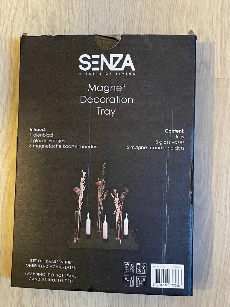 Senza Decoratief dienblad met glazen ,magnet, Verzenden, Vierkant, Zo goed als nieuw, Dienblad