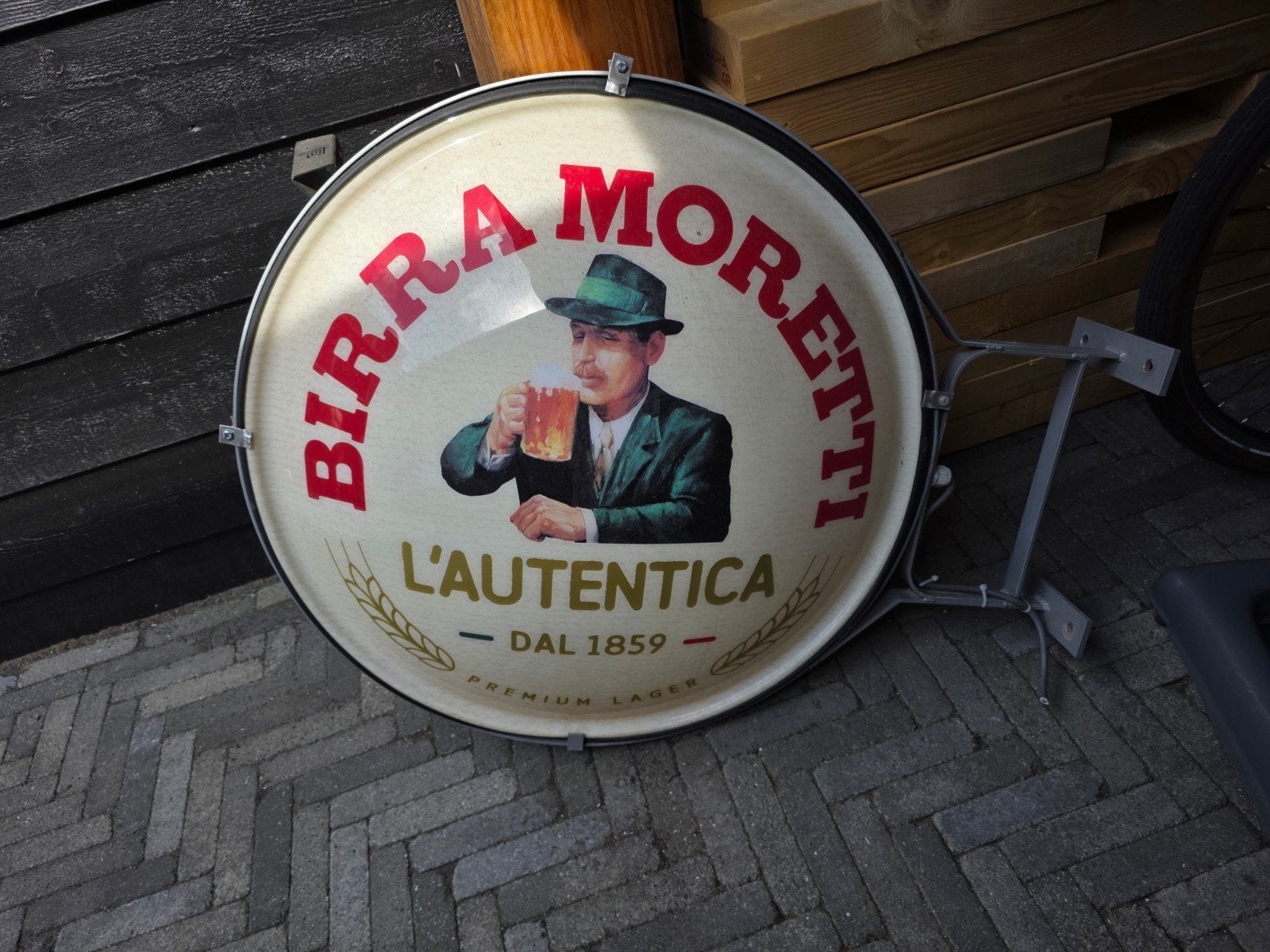Birra Moretti Lichtbak - L'Autentica Reclamebord, Ophalen, Gebruikt, Lichtbak of (neon) lamp