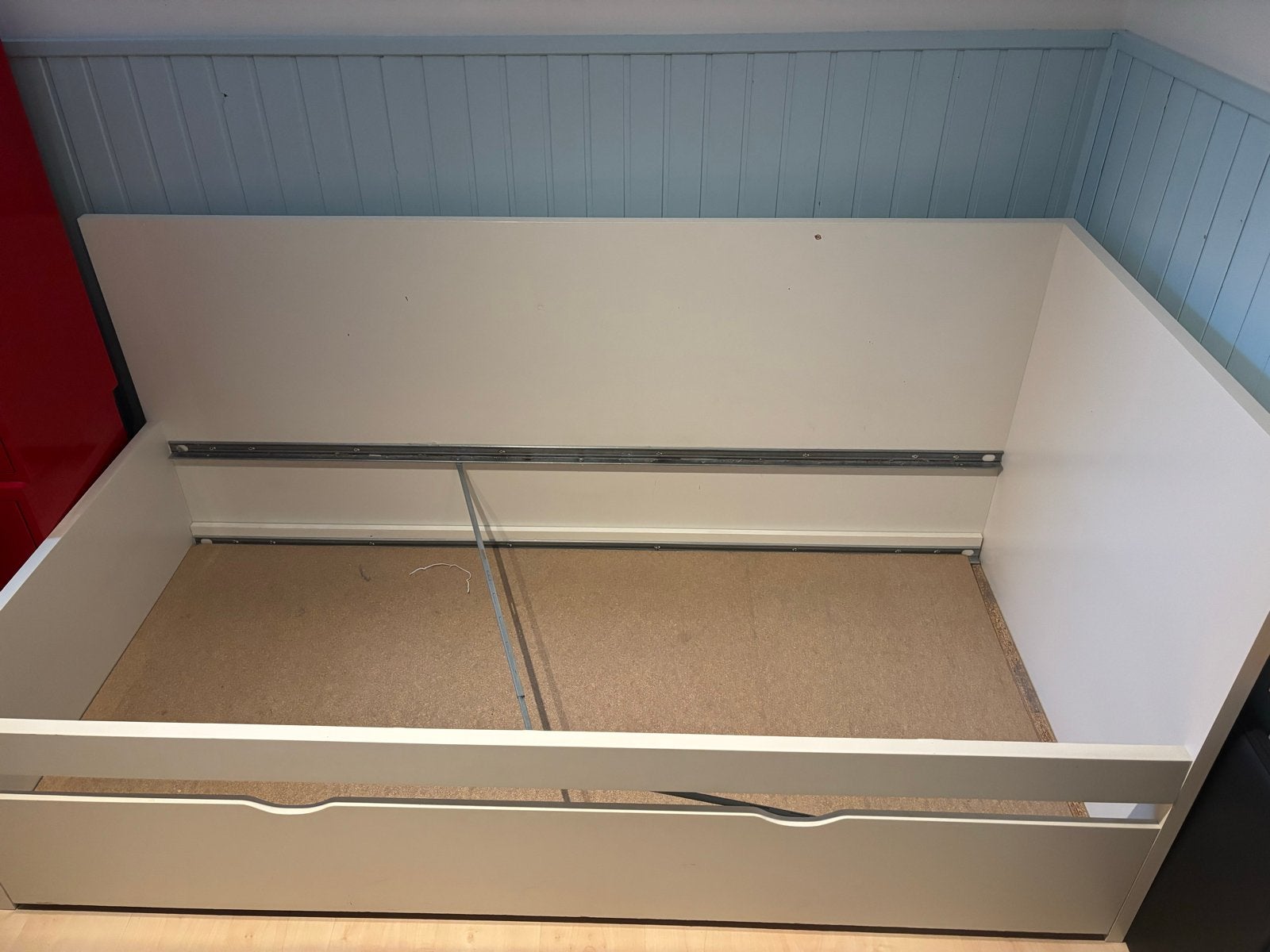 Wit bedframe met lades, 90x200 cm, Gebruikt, 90 cm, Eenpersoons, Wit