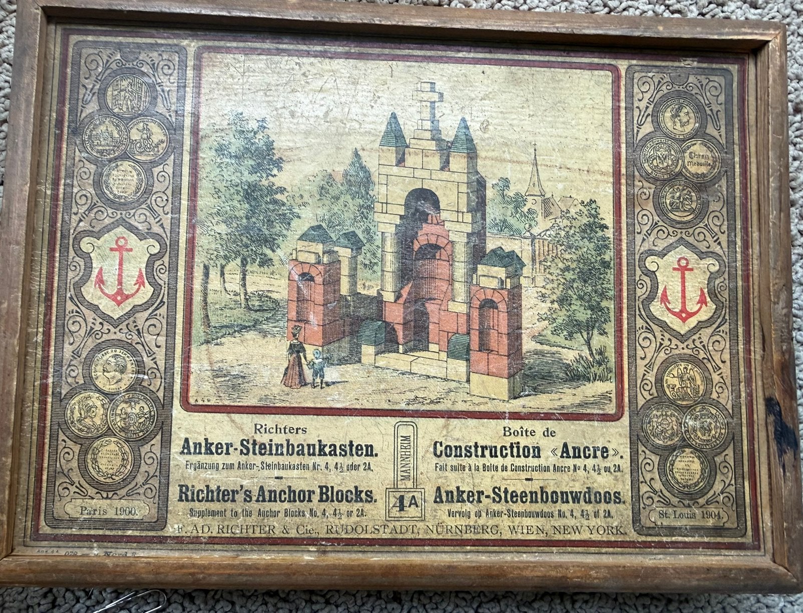 Antieke Anker-Steinbaukasten Richter's  doos No. 4a, Antiek en Kunst, Antiek | Speelgoed, Ophalen of Verzenden