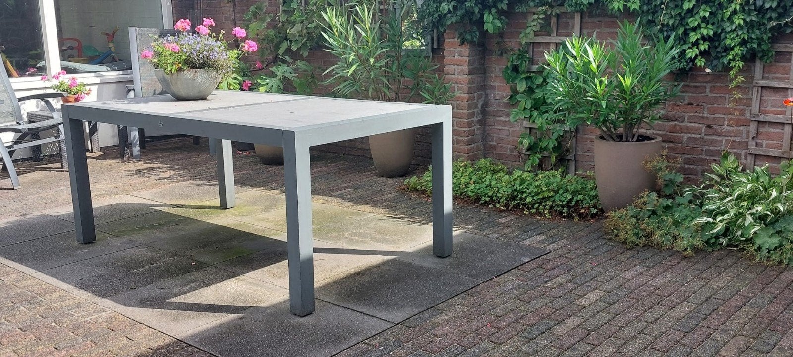 Tuinset: tafel met 4 stoelen, Ophalen, Gebruikt, Rechthoekig, Metaal
