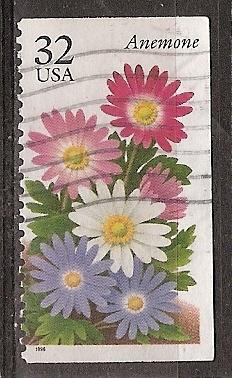 USA, Bloemen, Anemonen, 1996., Ophalen of Verzenden, Gestempeld, Noord-Amerika