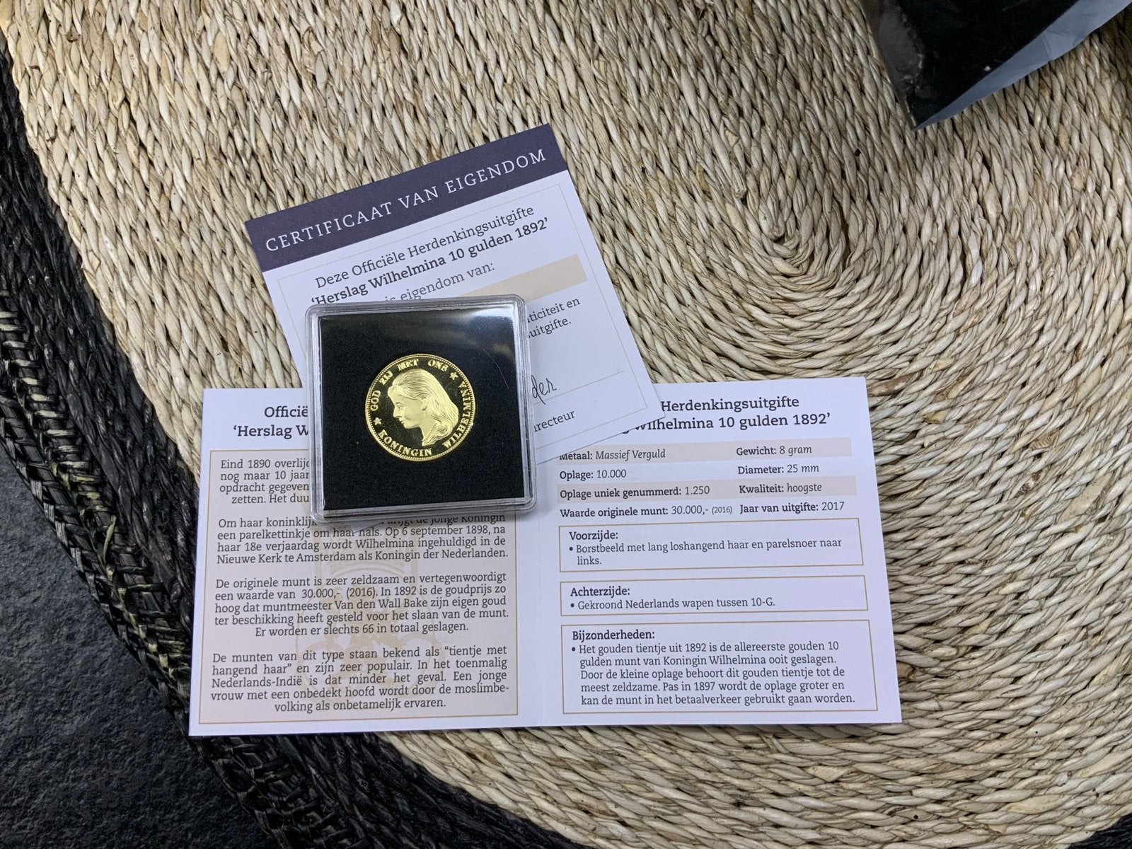 Herdenkingsuitgifte Wilhelmina 10 gulden 1892, Postzegels en Munten, Munten | Nederland, Ophalen, Goud, Koningin Wilhelmina, Losse munt