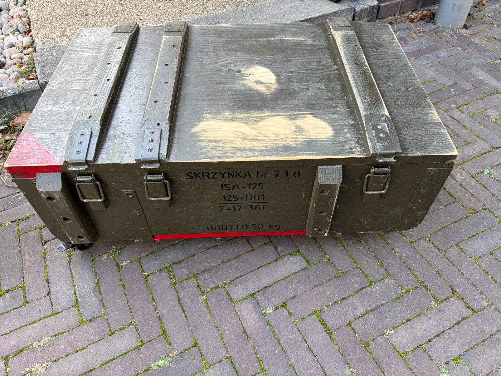 Munitiekist bijzettafel, Ophalen, Gebruikt, 50 tot 100 cm, 75 tot 100 cm