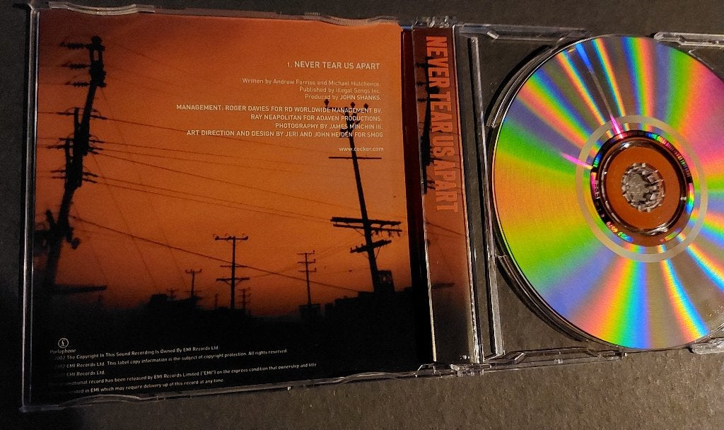 Joe Cocker PROMO Never Tear Us Apart 1 track cd-single INXS, Eerste persing, Zo goed als nieuw, Single, Verzenden