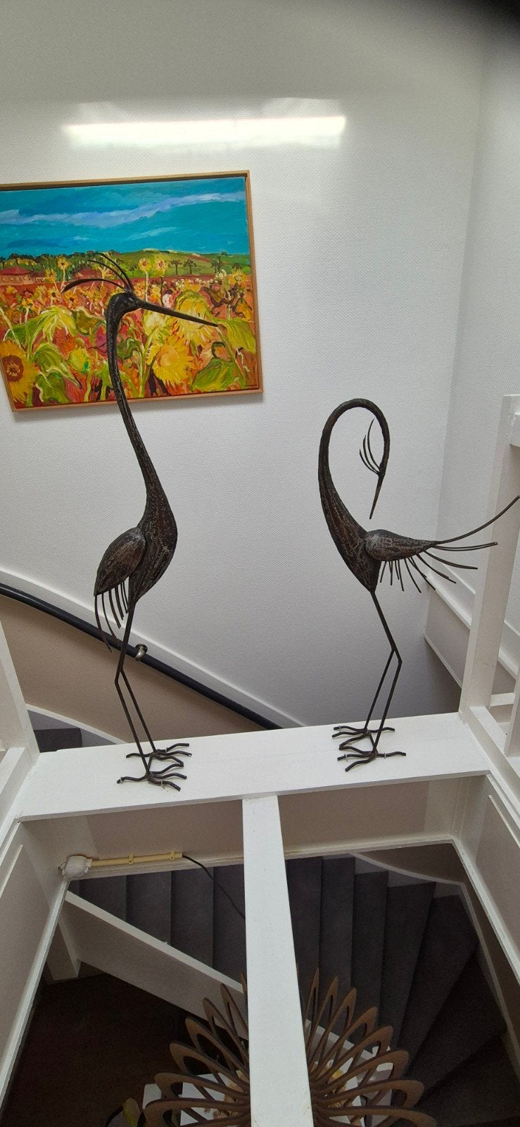 Metalen sier kraanvogels - 120 cm en 95 cm, Ophalen, Gebruikt, Zwart, Metaal