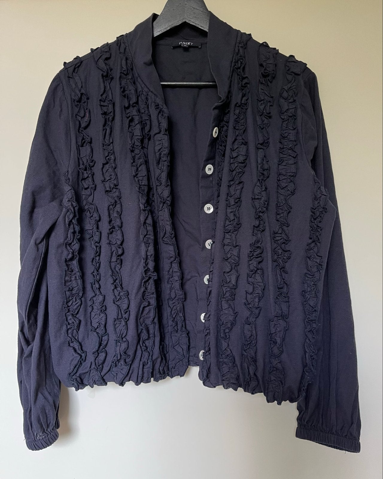 Purdey Donker blauw  Vest met Ruches - Maat 40, Ophalen of Verzenden, Zo goed als nieuw, Maat 38/40 (M), Blauw