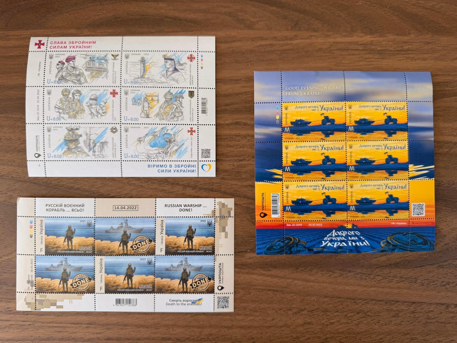 Oekraïense postzegels en envelop: Russische oorlogsschip, Postzegels en Munten, Ophalen of Verzenden, Na 1940, Postfris