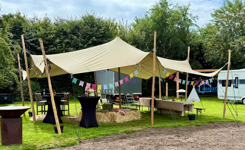 Stretchtent / Partytent / Tuinfeest / Huren, Verzenden, 6 meter of meer, Zo goed als nieuw, Paviljoen