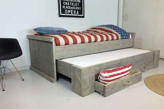 Rockwood tienerbed / kinderbed steigerhout antraciet, Huis en Inrichting, Ophalen, Zo goed als nieuw