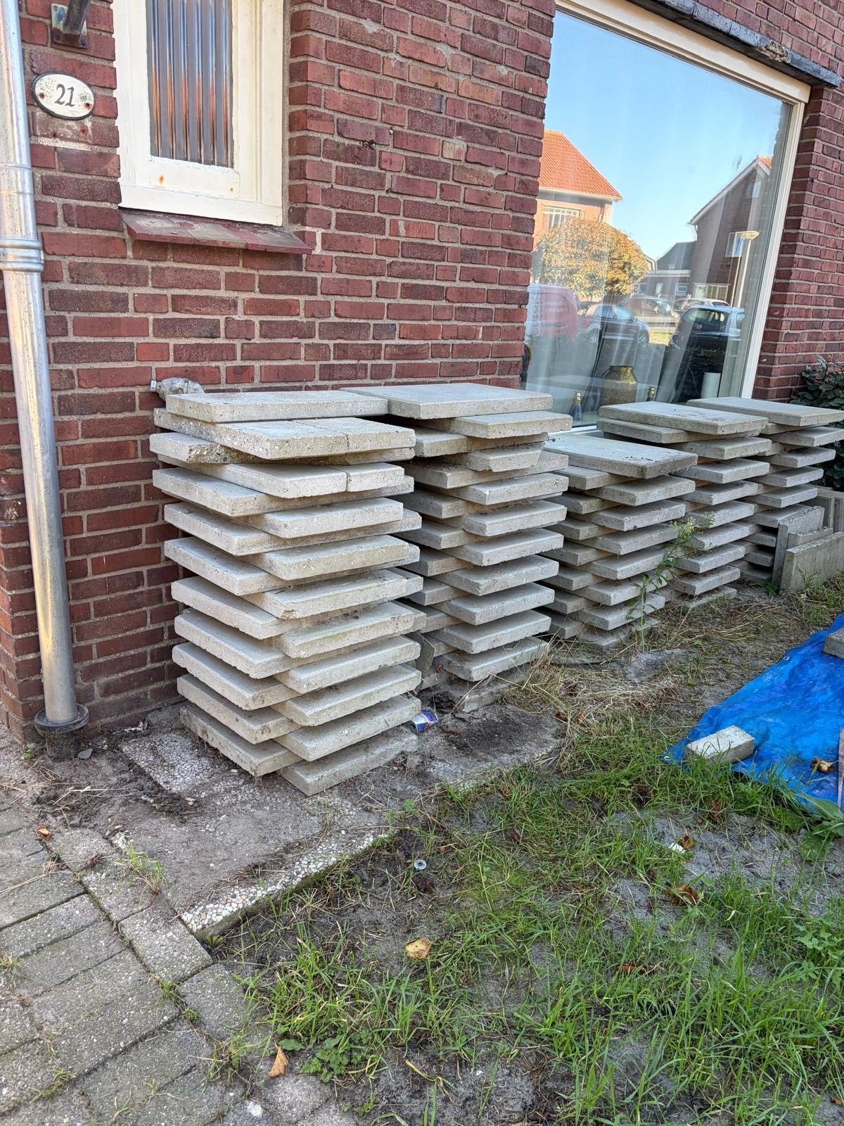 Tegels 60x40 cm - Ongeveer 80 stuks, Ophalen, Gebruikt, 40 tot 60 cm, 10 m² of meer