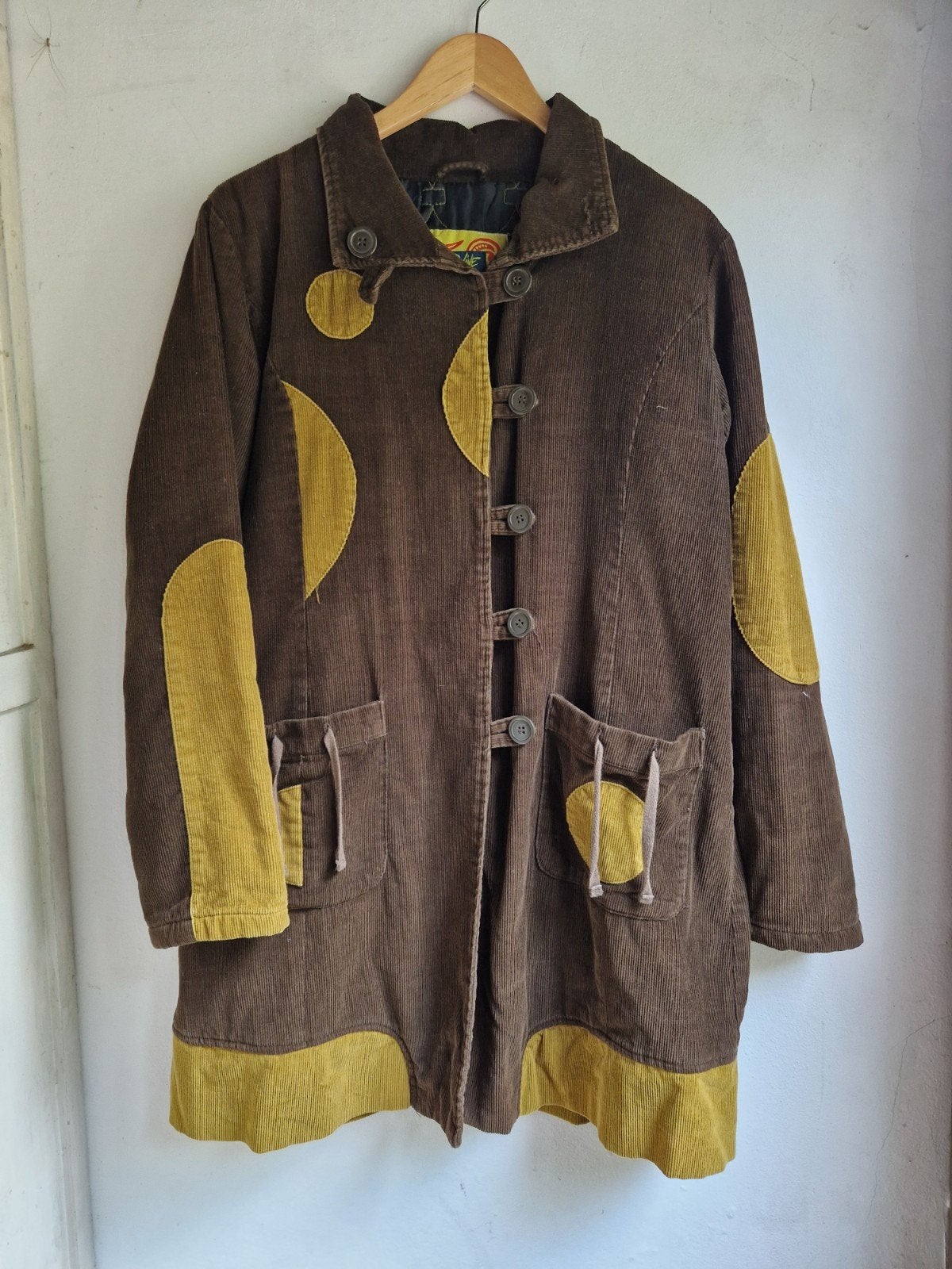 Celine corduroy jas maat M - Bruin met geel, Maat 38/40 (M), Bruin, Celine, Ophalen of Verzenden