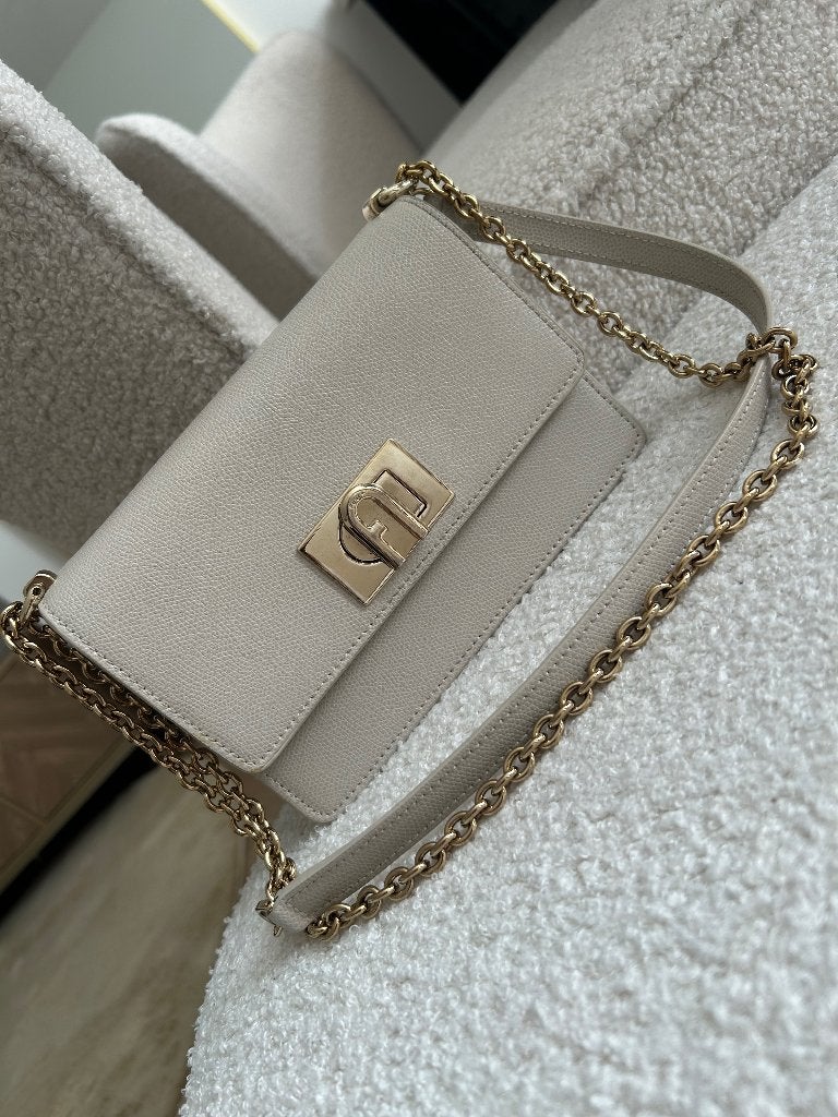 Furla tas beige leer, Ophalen, Gebruikt, Beige, Handtas