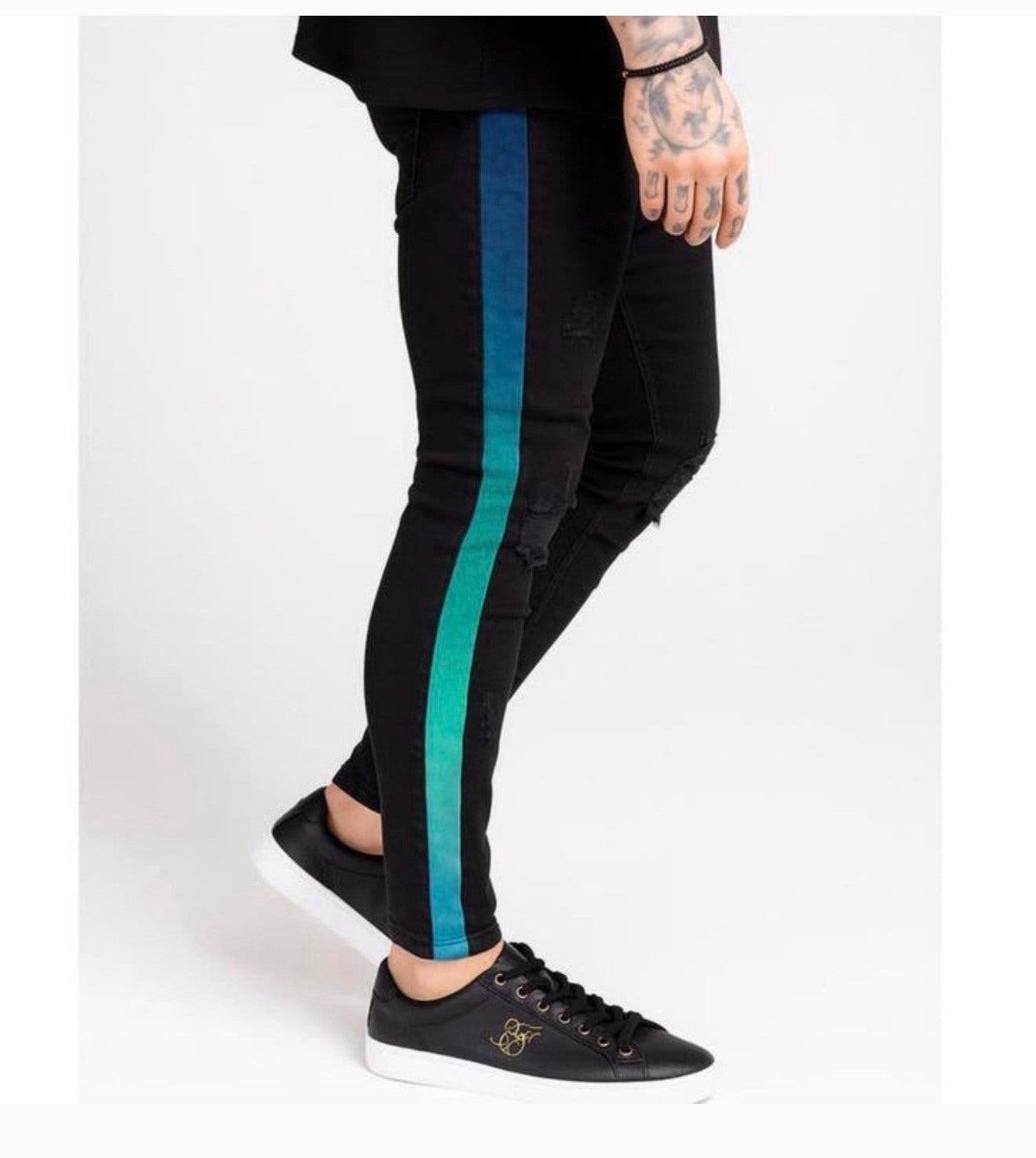 SIKSILK BURST knee low rise Denim - BLACK M W32 spijkerbroek, P, Zwart, P, P